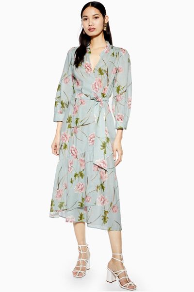 Floral Midi Wrap Dress