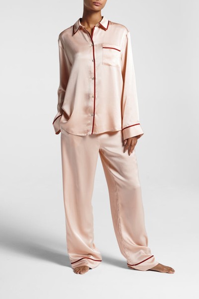 London Blush Ribbon Piped Silk Pyjama Bottom from Asceno