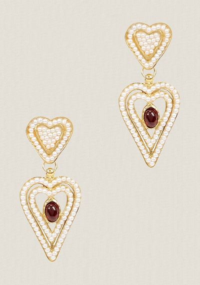 Amor Embellished 18kt Gold-Plated Drop Earrings from Soru Jewellery