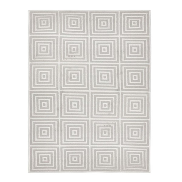Cream Square Pattered Rug