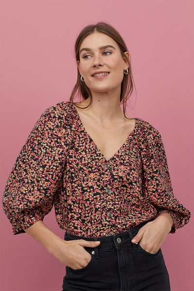 Balloon-Sleeved Blouse