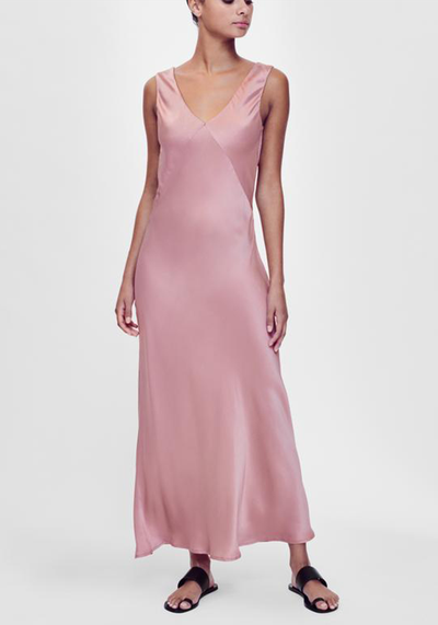 Bordeaux Dusty Rose Silk Slip Dress from Asceno