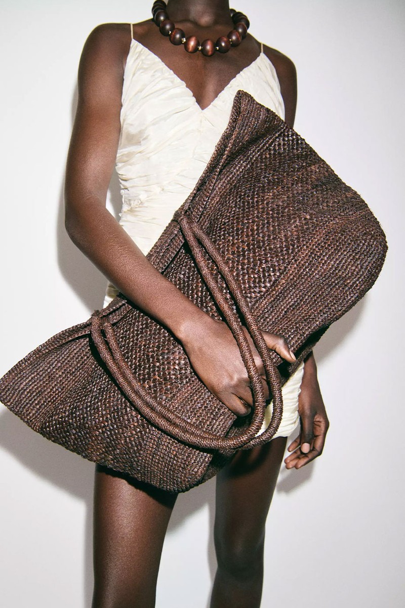 100% Raffia Shopper Bag from Mango