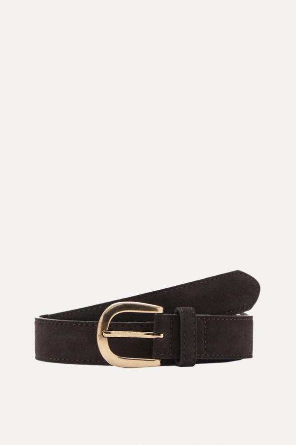 Leather Belt With Oval Buckle from Mango