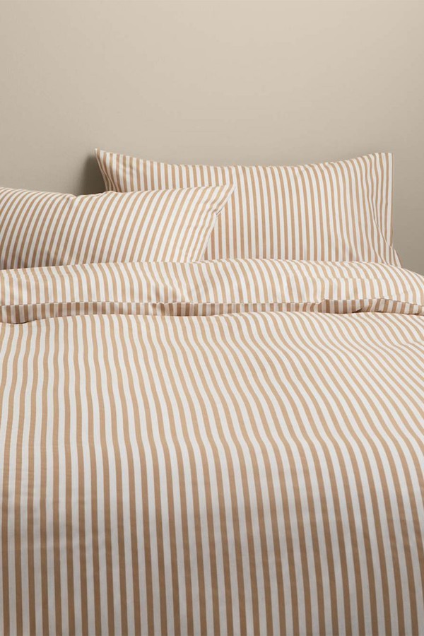 Cotton Blend Simple Stripe Bedding Set