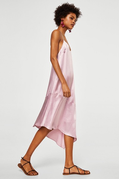 Asymmetric Satin  Slip Dress from Mango