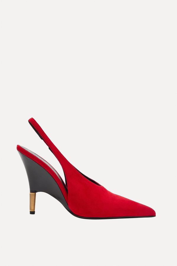 Bella 100 18kt Gold-Plated Suede Slingback Pumps from KHAITE
