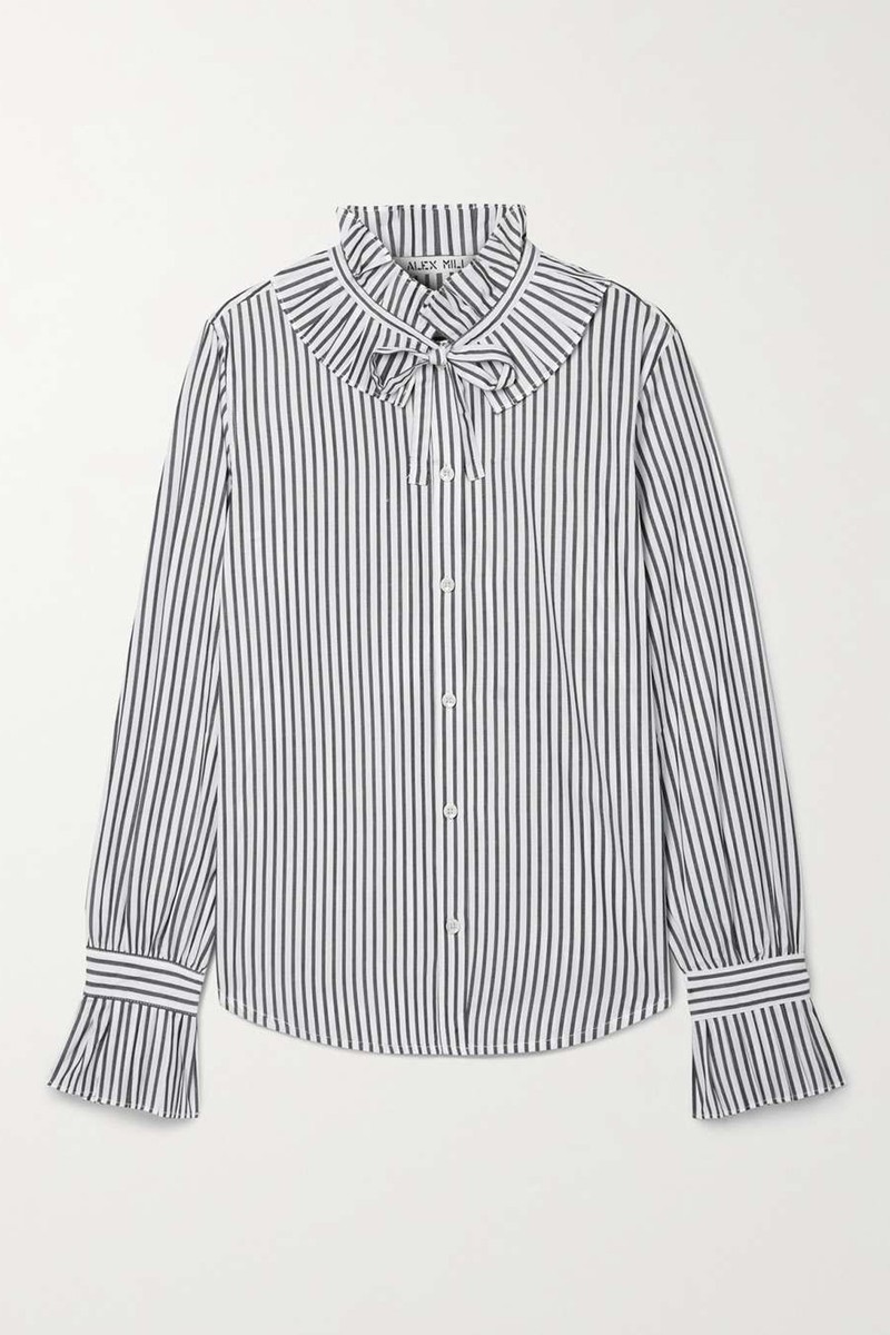 Aurora Ruffled Striped Cotton-Poplin Shirt from Alex Mill