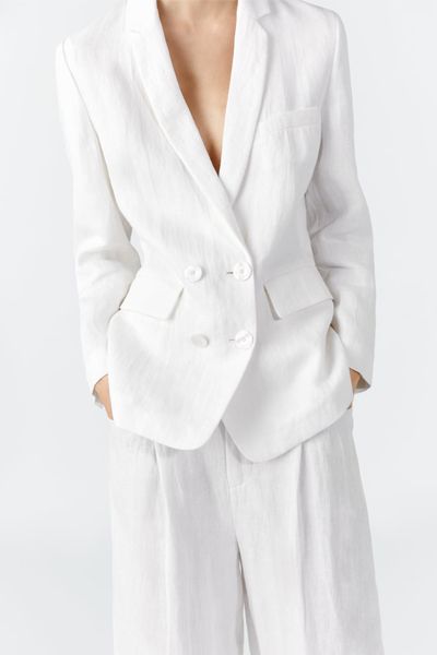 Double-Breasted Linen Blazer