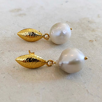 Alinia Round Baroque Pearl Earrings