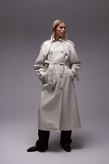 Textured Faux Leather Trench Coat from TOPSHOP