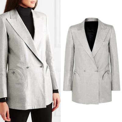 Everyday Double Breasted Metallic Linen Blend Blazer from Blazé Milano