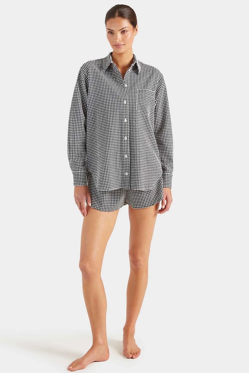 Gingham Seersucker Woven Shirt from Hunza G