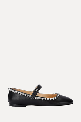 Audrey Heart-Embellished Leather Flats from Mach & Mach