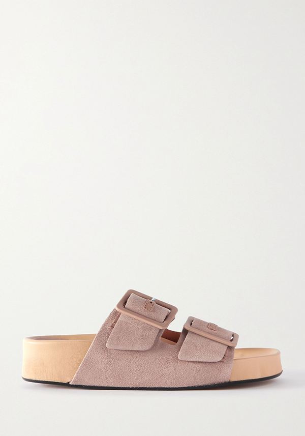 Spezia Buckled Suede Platform Slides from ATP Atelier