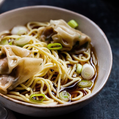 Wonton Braised Noodles With Tobiko