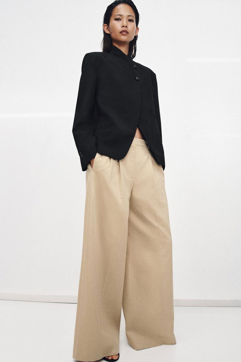 Wide-Leg Pleated Trousers