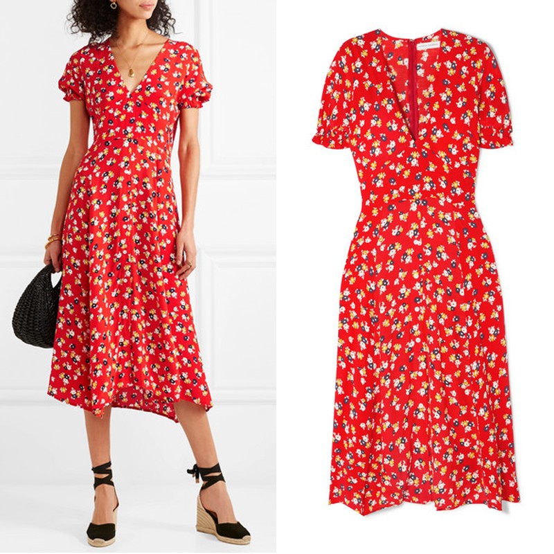 Ari Floral-Print Crepe Midi Dress from Faithfull the Brand