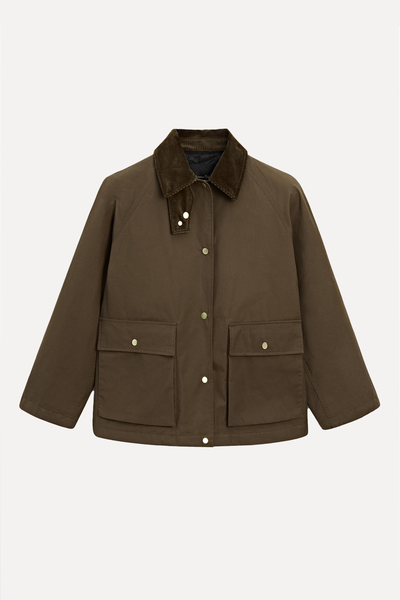 100% Cotton Waxed Parka With Snap Buttons from Massimo Dutti