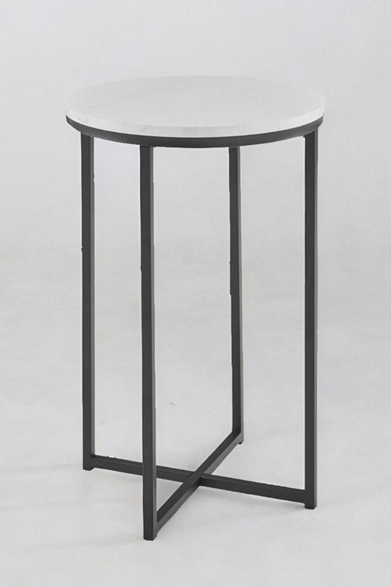 Round Bedside Table With Faux Marble Top from Rafaelo Mobilia