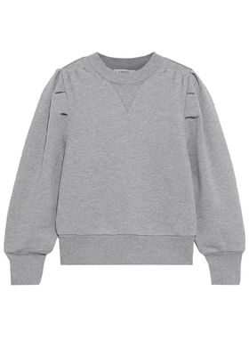 Pleated Cotton Blend Fleece Sweatshirt from Frame