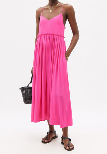 Aspen Pleated Crepe Midi Dress from Three Graces London 