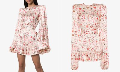 Belle Floral Print Volume Sleeve Silk Dress from The Vampire’s Wife