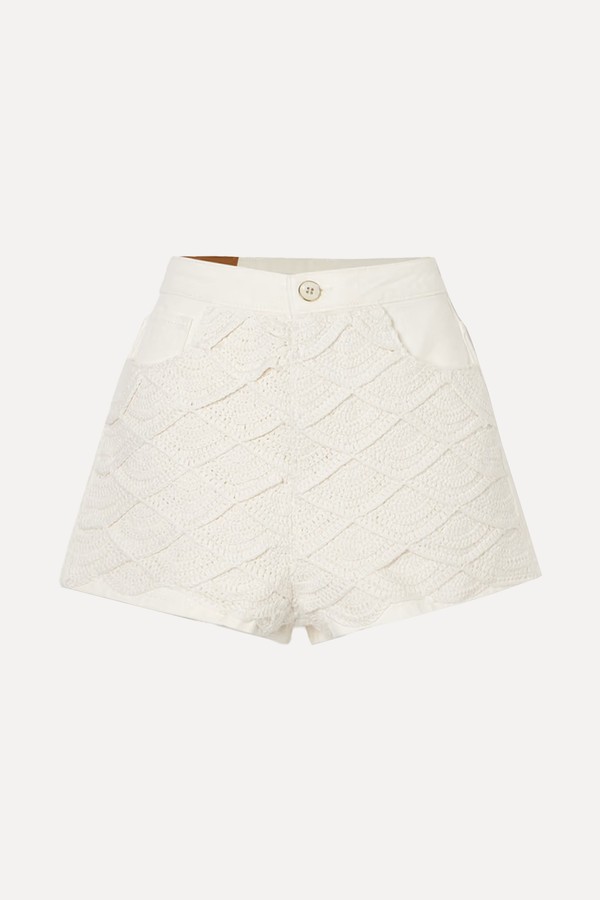 Crocheted Cotton & Denim Shorts from Farm Rio