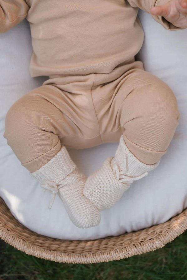 Undyed Cotton Knitted Booties from Organic Zoo