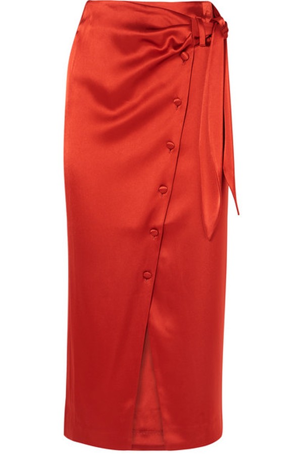 Aries Belted Satin Midi Skirt from Nanushka