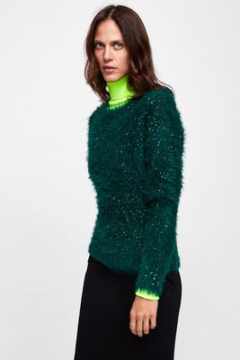 Textured Sweater With Sequins from Zara