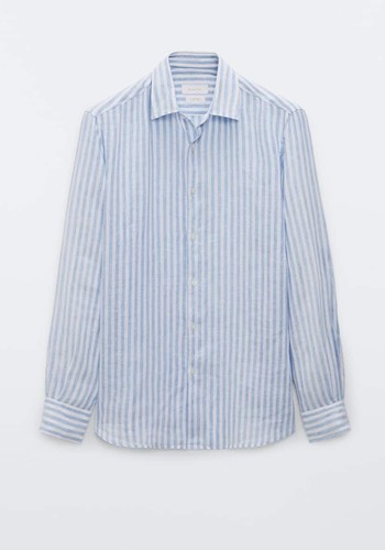 Slim Fit Striped Linen Shirt from Massimo Dutti