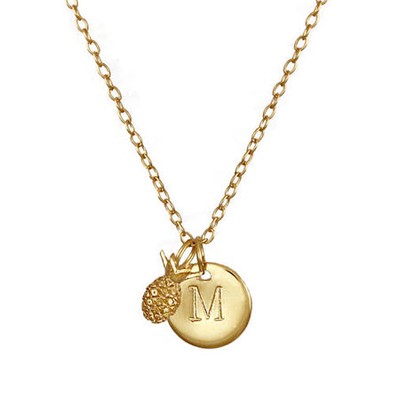 Mini Pineapple & Initial Necklace from LeeRenee