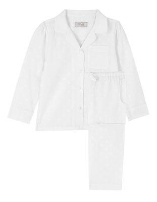 White Jacquard Cotton Pyjamas from Little Yolke