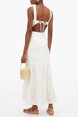 Broderie-Anglaise Open-Back Linen Dress from Sir