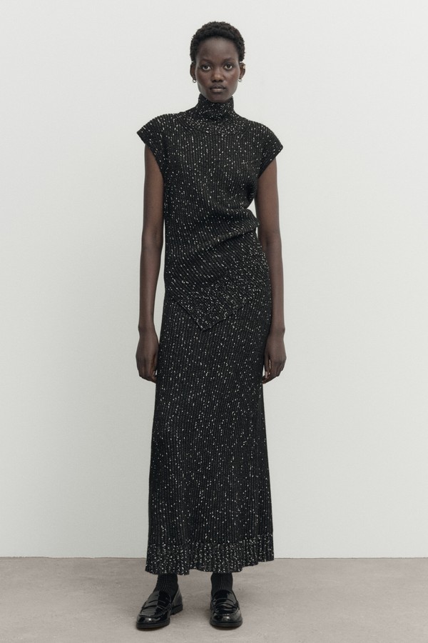 Long Mouliné Knit Skirt from Massimo Dutti