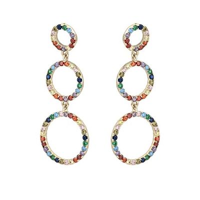 Skylar Multicoloured Circles Drop Earrings from Oliver Bonas