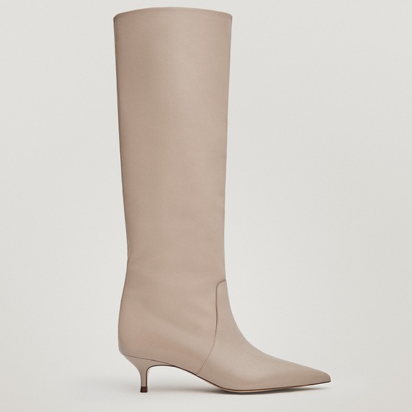 Mid-Heel Leather Boots from Massimo Dutti