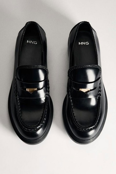 100% Leather Loafers With Metallic Detail from Mango