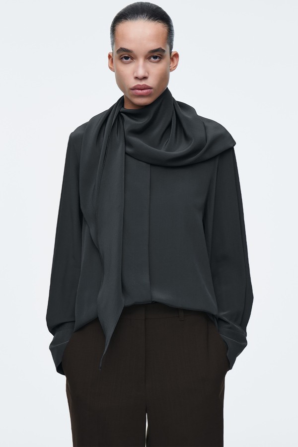 Silk Scarf Detail Shirt from Cos