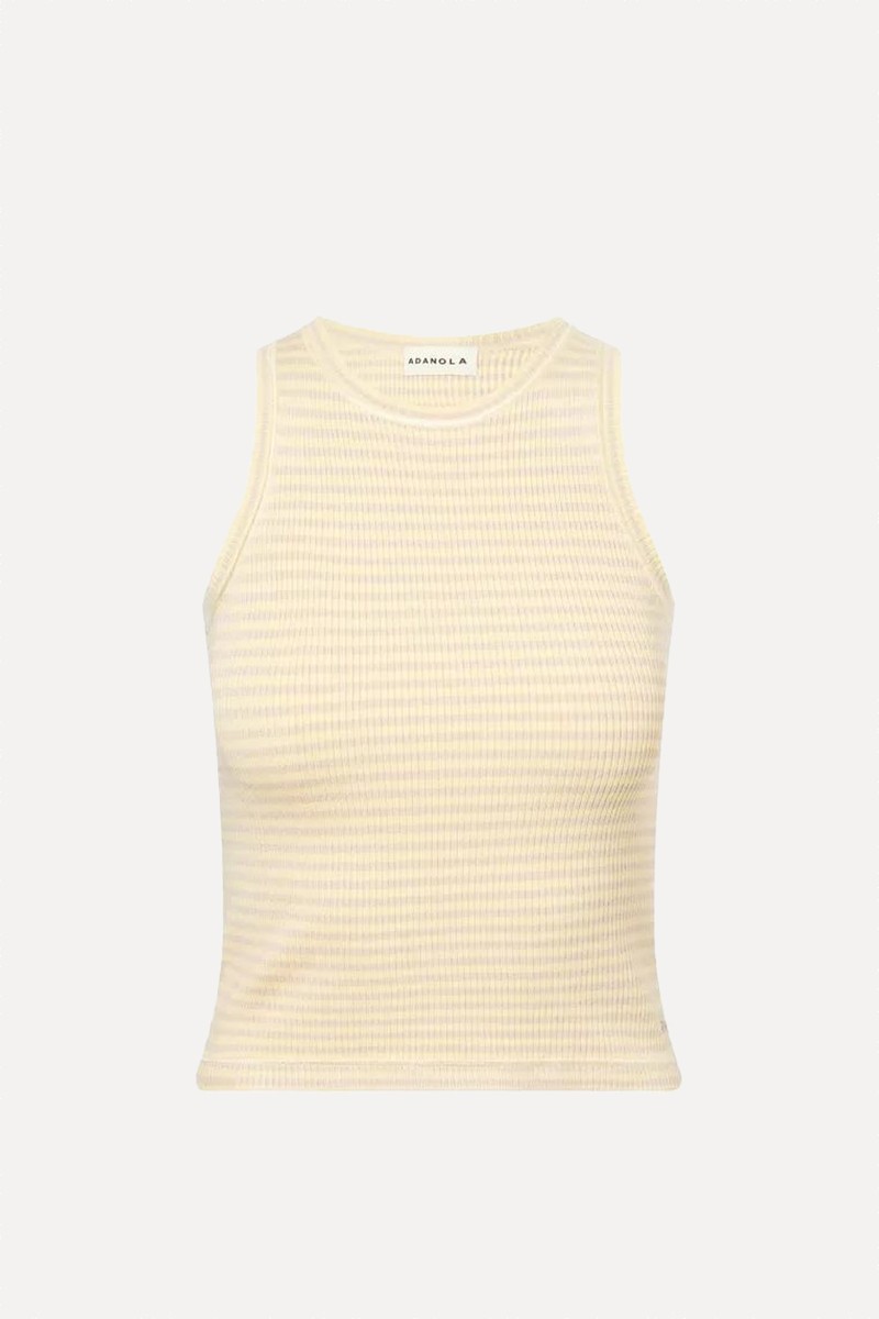 Stripe-Print Ribbed-Knit Top from Adanola