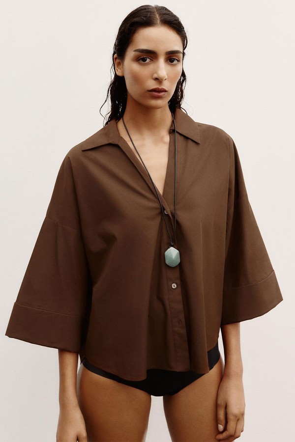 Wide-Sleeve Poplin Shirt