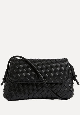 Faux Leather Woven Cross Body Bag