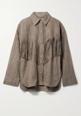 Adia Oversized Fringed Suede Shirt from Stand Studio