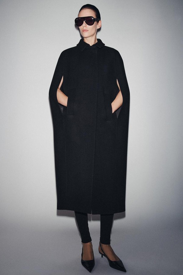 Wool Blend Cape Coat