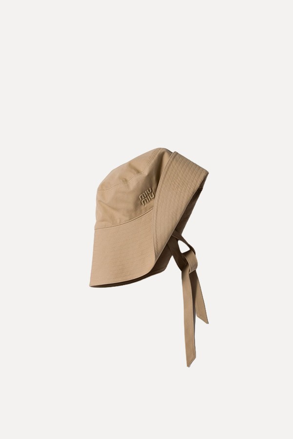 Wide-Brimmed Poplin Bucket Hat from Miu Miu