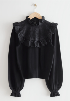Ruffled Floral Embroidery Sweater from & Other Stories
