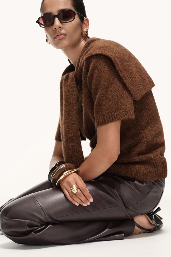 Short-Sleeved Combined Sweater from MANGO