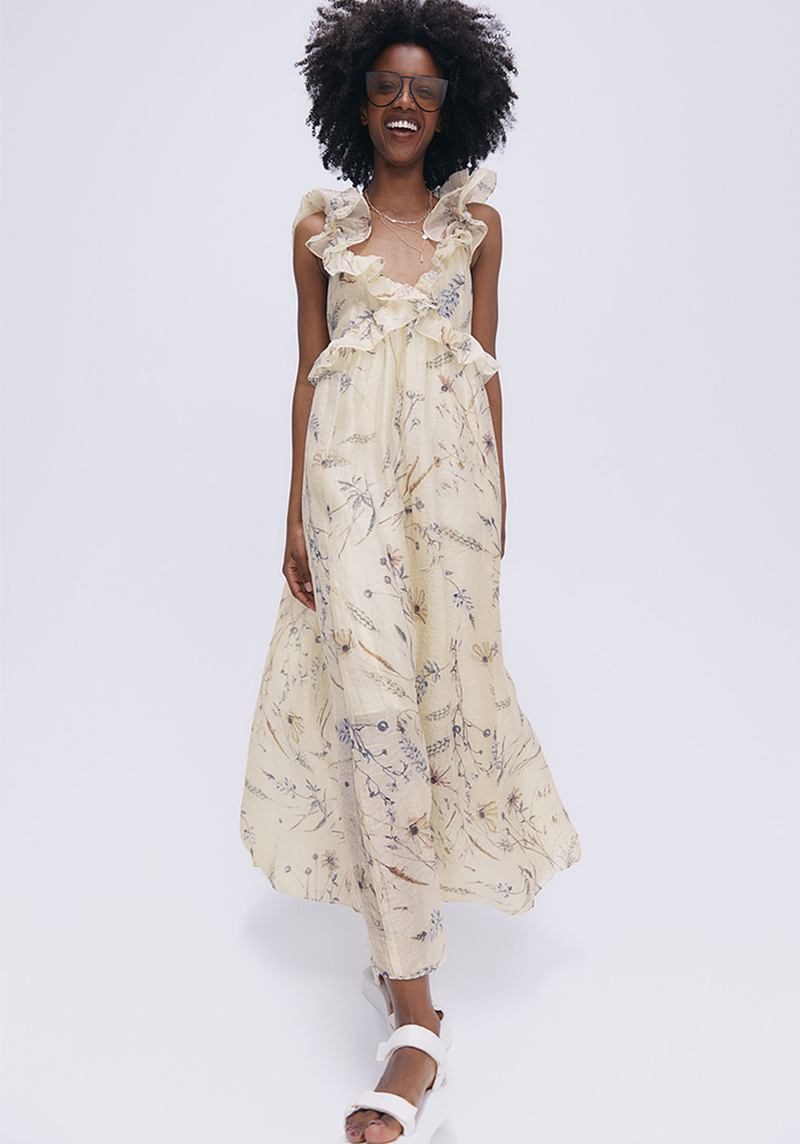 Lyocell-Blend Flounced Dress from H&M