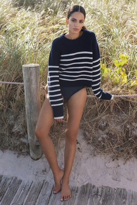 Striped Cotton And Linen Knit Jumper, Soft Goat, £174.25 (was £205)